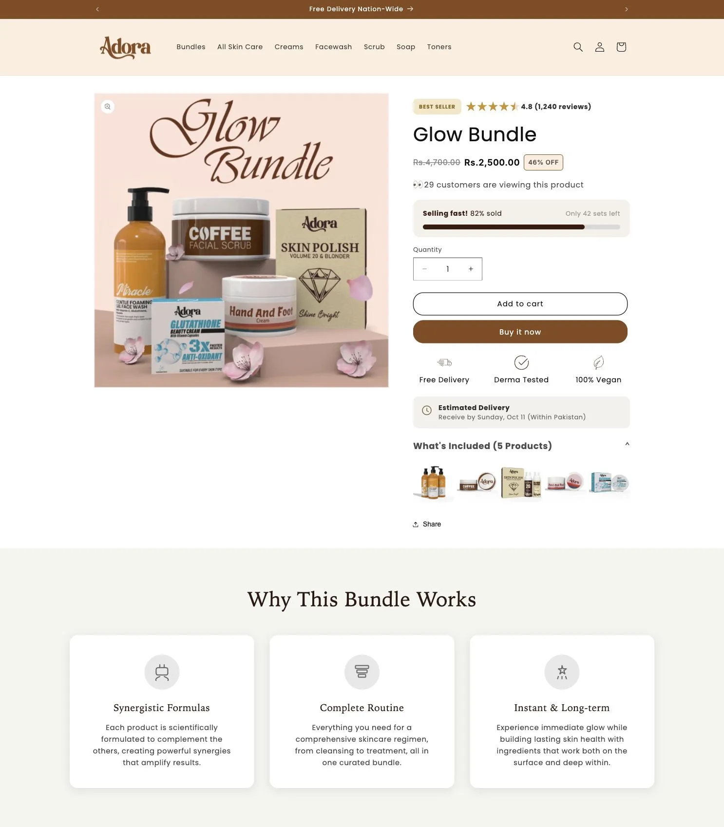 Adora Glow Bundle product page design