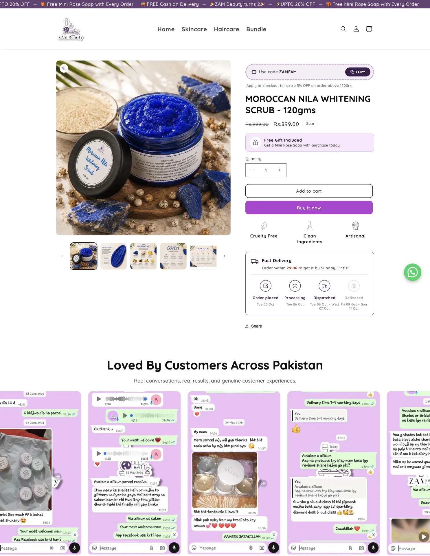 Zam Beauty Moroccan Nila Scrub product page design